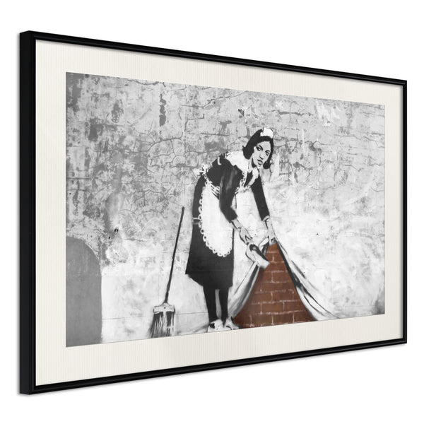 Poster - Banksy: Sweep it Under the Carpet  - zwart passepartout