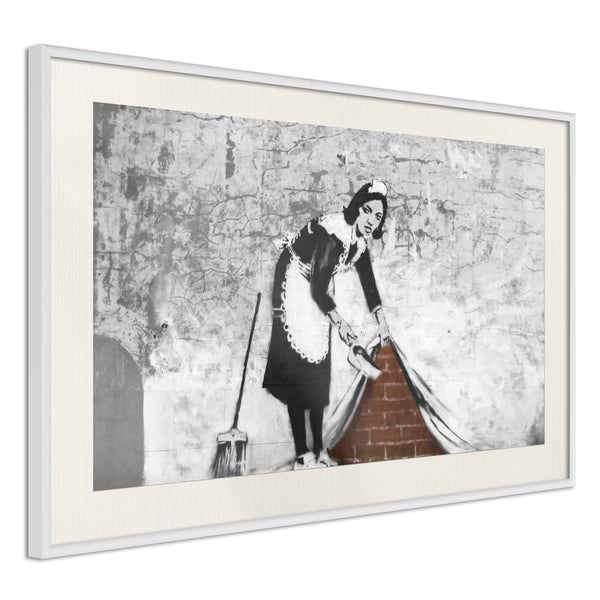 Poster - Banksy: Sweep it Under the Carpet  - wit passepartout