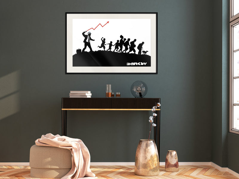 Poster - Banksy: The Whip  - zwart passepartout