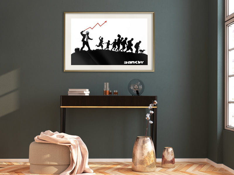 Poster - Banksy: The Whip  - goud passepartout