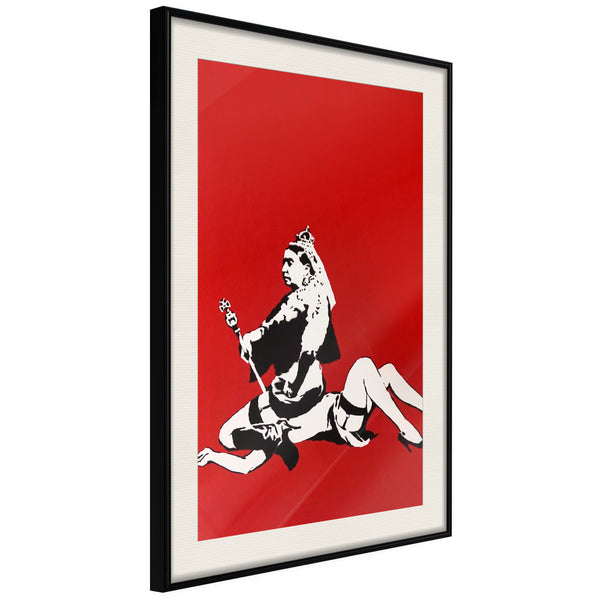 Poster - Banksy: Queen Victoria  - zwart passepartout