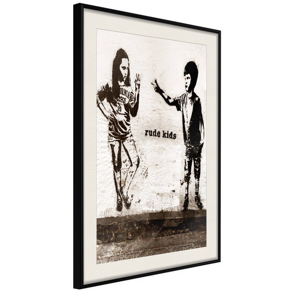 Poster - Banksy: Rude Kids  - zwart passepartout