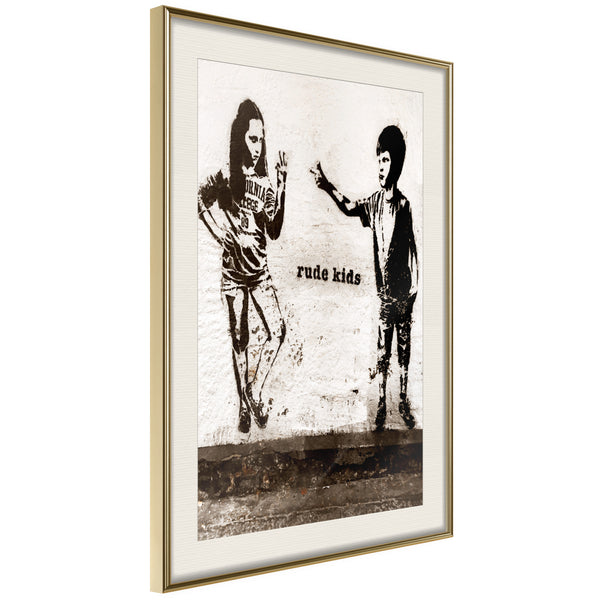 Poster - Banksy: Rude Kids  - goud passepartout