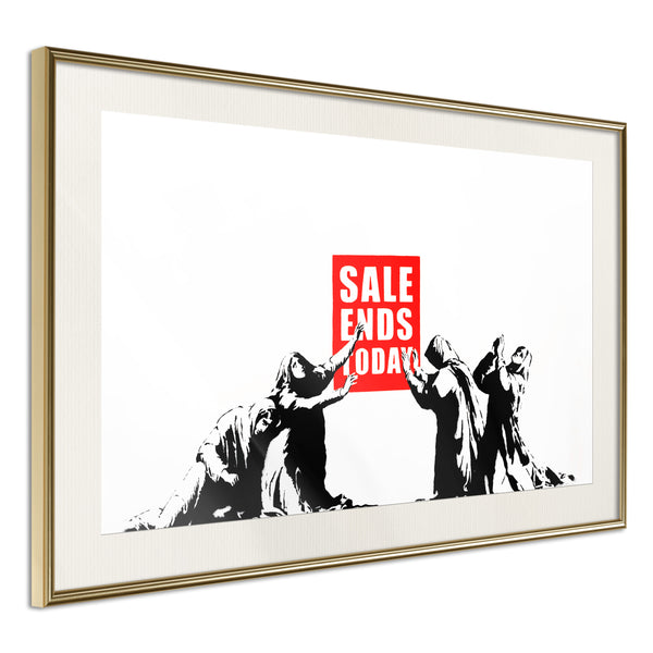 Poster - Banksy: Sale Ends  - goud passepartout