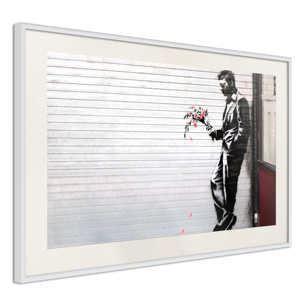 Poster - Banksy: Waiting in Vain  - wit passepartout