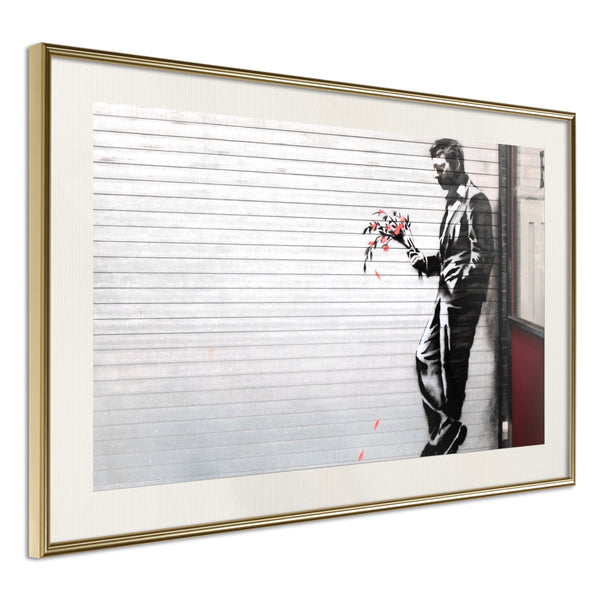 Poster - Banksy: Waiting in Vain  - goud passepartout