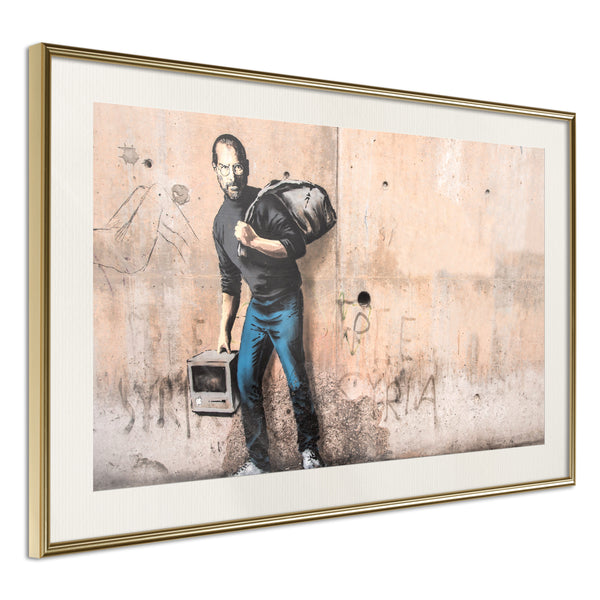 Poster - Banksy: The Son of a Migrant from Syria  - goud passepartout