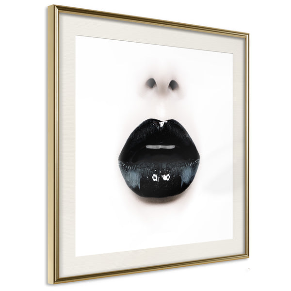 Poster - Black Lipstick (Square)  - goud passepartout