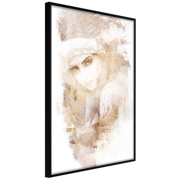 Poster - Mysterious Look (Beige)  - zwart