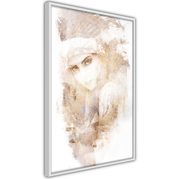 Poster - Mysterious Look (Beige)  - wit