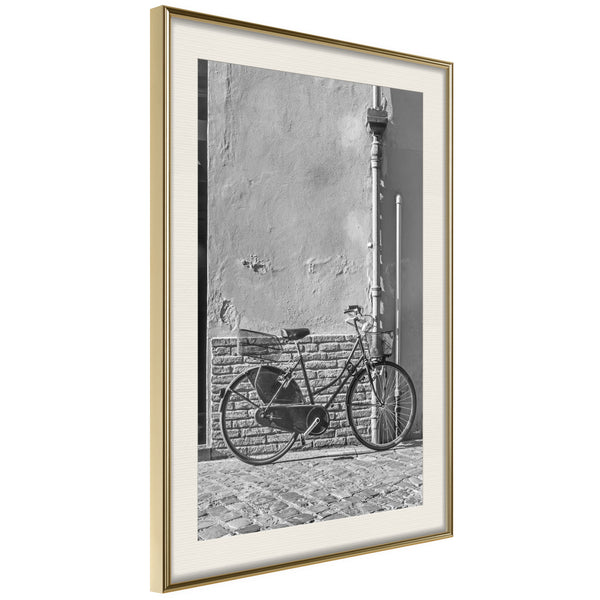 Poster - Bicycle with Black Tires  - goud passepartout