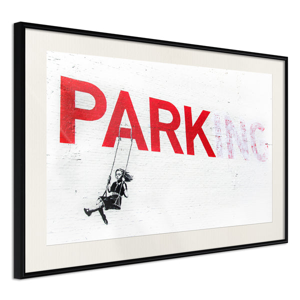 Poster - Banksy: Park(ing)  - zwart passepartout