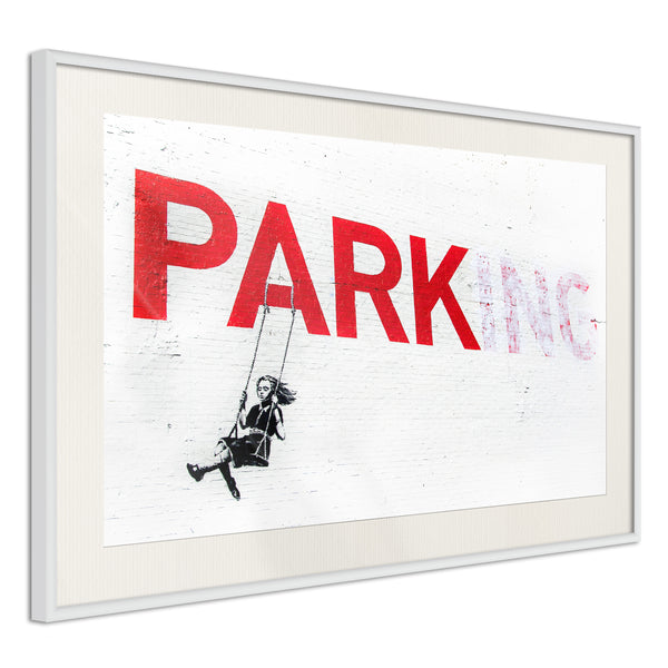 Poster - Banksy: Park(ing)  - wit passepartout