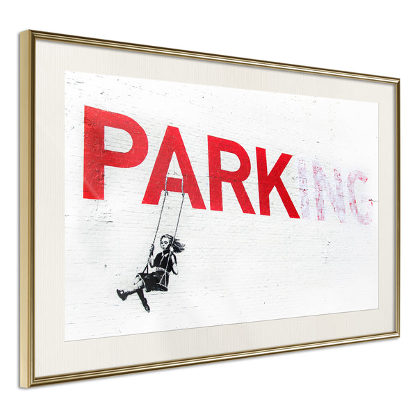 Poster - Banksy: Park(ing)  - goud passepartout