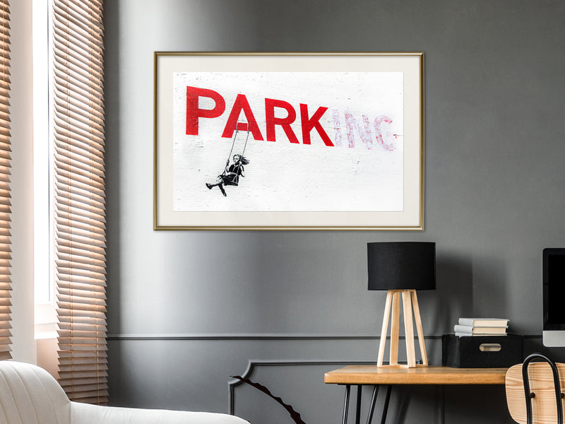 Poster - Banksy: Park(ing)  - goud passepartout