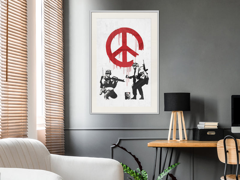 Poster - Banksy: CND Soldiers II  - wit passepartout