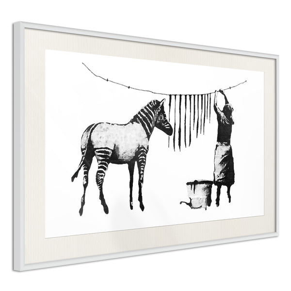 Poster - Banksy: Washing Zebra Stripes  - wit passepartout