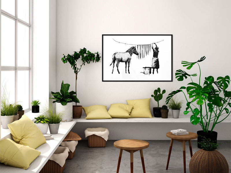 Poster - Banksy: Washing Zebra Stripes  - zwart