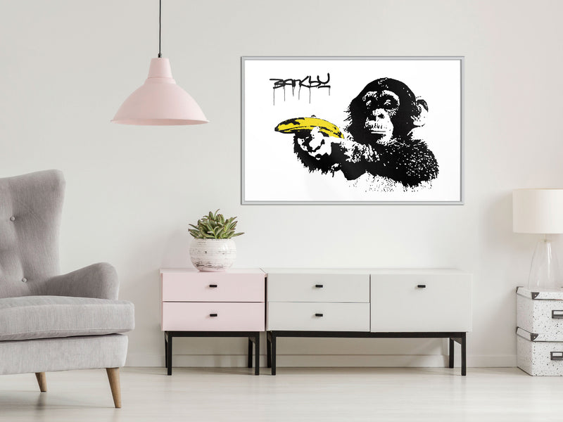 Poster - Banksy: Banana Gun II  - wit