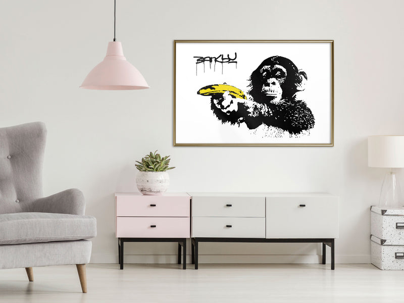 Poster - Banksy: Banana Gun II  - goud