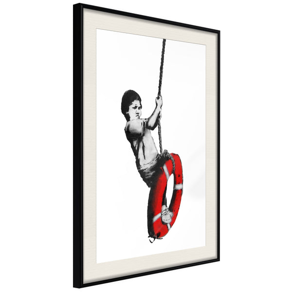 Poster - Banksy: Swinger  - zwart passepartout