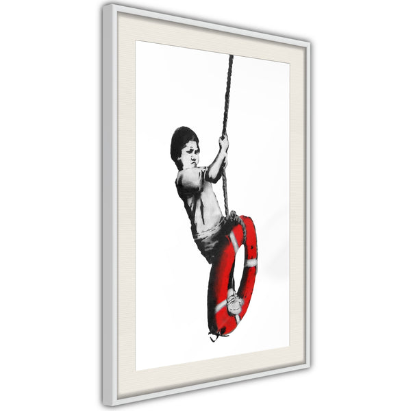 Poster - Banksy: Swinger  - wit passepartout