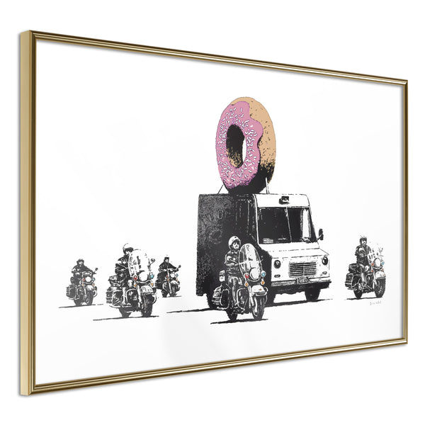 Poster - Banksy: Donuts (Strawberry)  - goud
