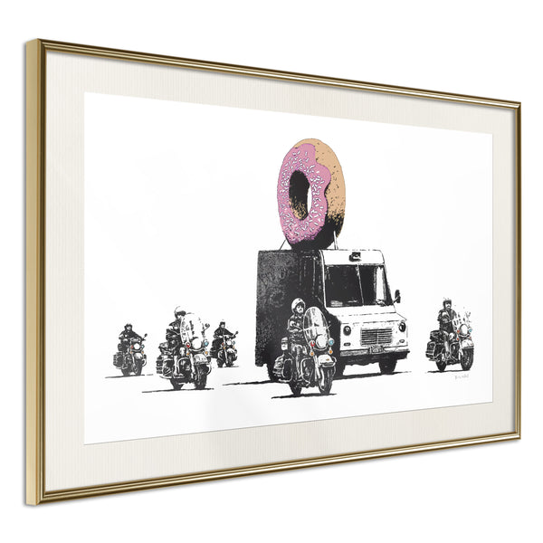 Poster - Banksy: Donuts (Strawberry)  - goud passepartout