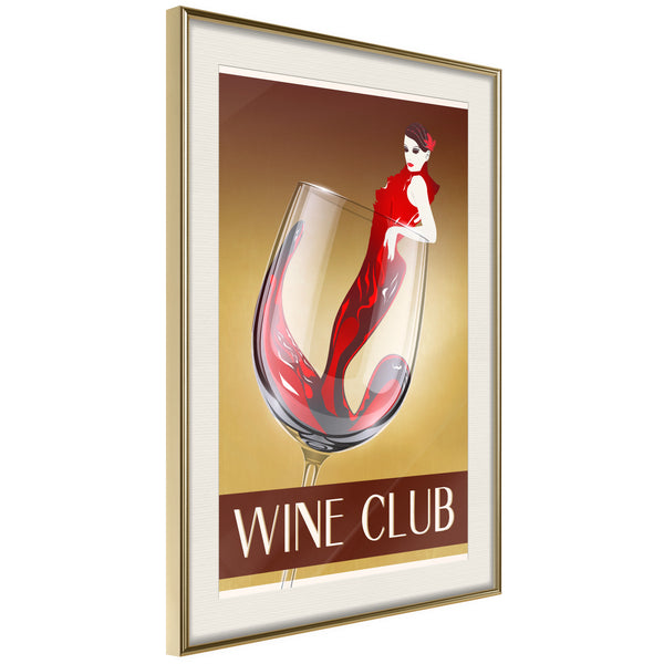 Poster - Woman is Like a Wine  - goud passepartout