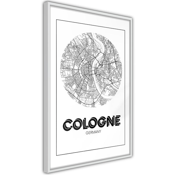 Poster - City Map: Cologne (Round)  - wit