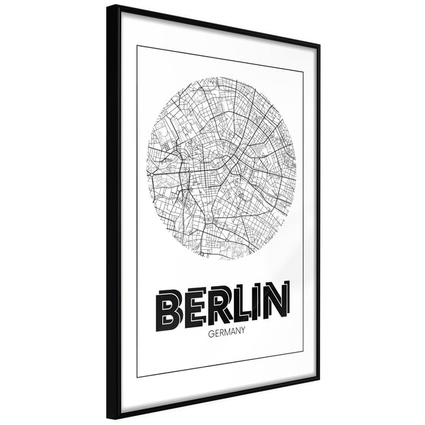 Poster - City Map: Berlin (Round)  - zwart