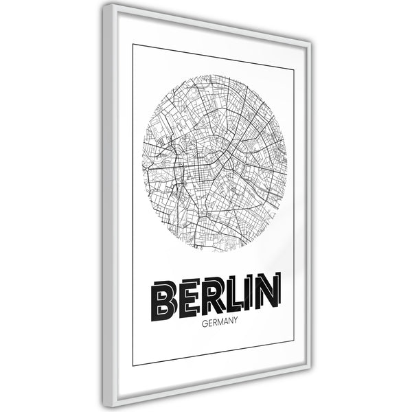 Poster - City Map: Berlin (Round)  - wit