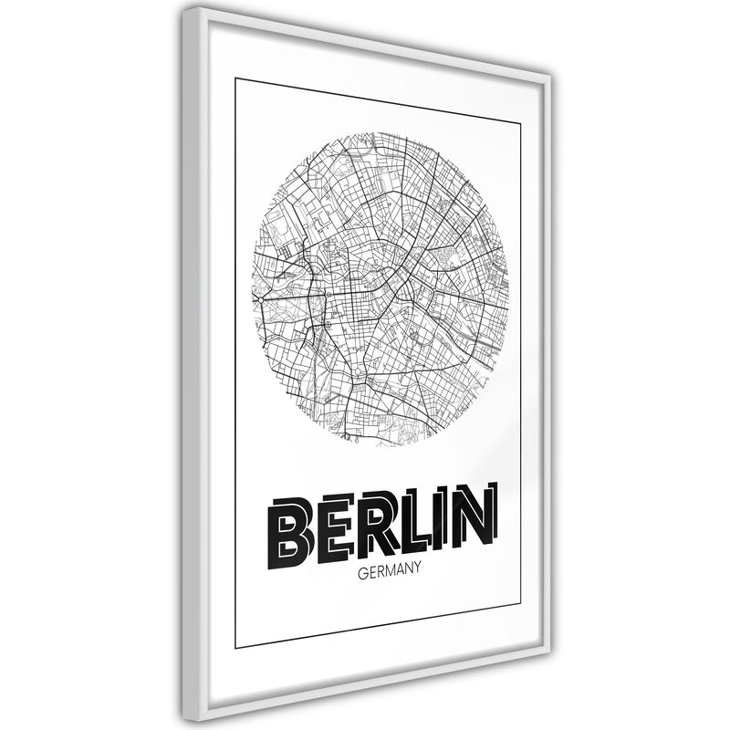 Poster - City Map: Berlin (Round)  - wit