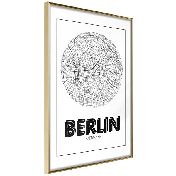 Poster - City Map: Berlin (Round)  - goud