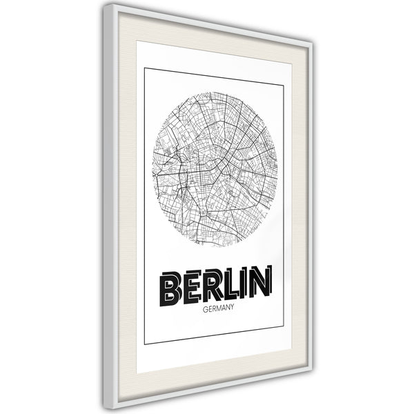 Poster - City Map: Berlin (Round)  - wit passepartout