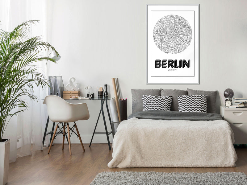 Poster - City Map: Berlin (Round)  - wit