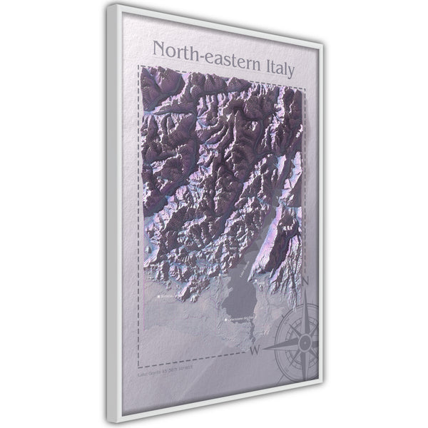 Poster - Raised Relief Map: North-Eastern Italy  - wit
