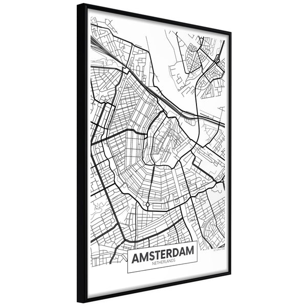 Poster - City map: Amsterdam  - zwart