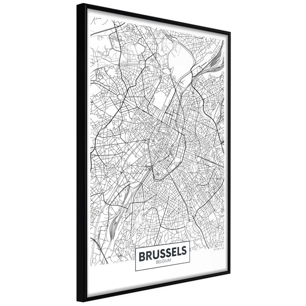 Poster - City map: Brussels  - zwart