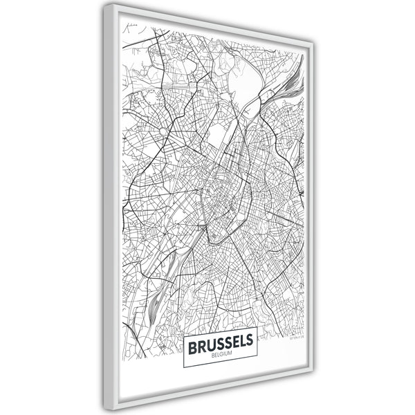 Poster - City map: Brussels  - wit