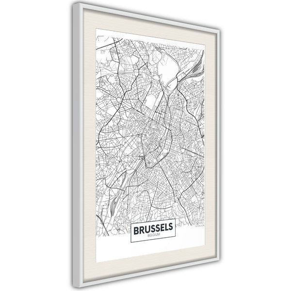 Poster - City map: Brussels  - wit passepartout