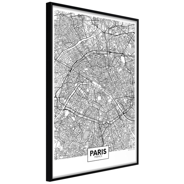 Poster - City Map: Paris  - zwart