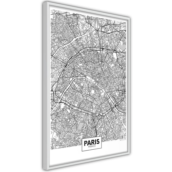 Poster - City Map: Paris  - wit