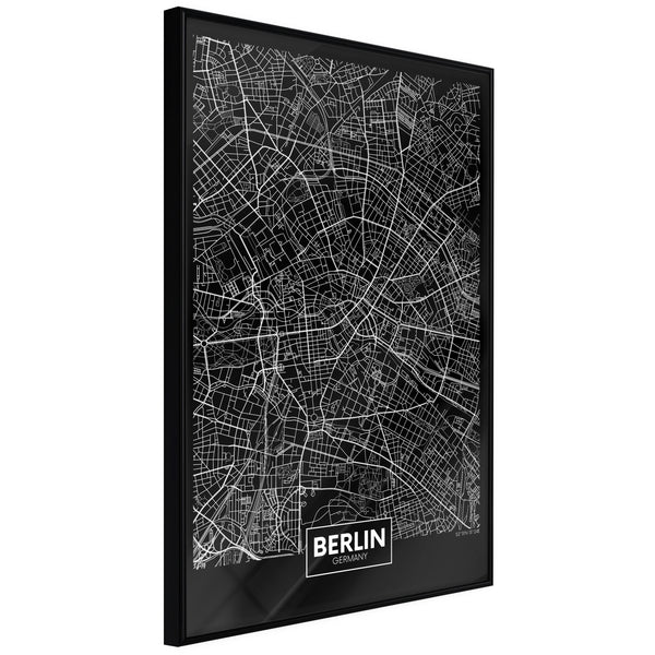 Poster - City Map: Berlin (Dark)  - zwart