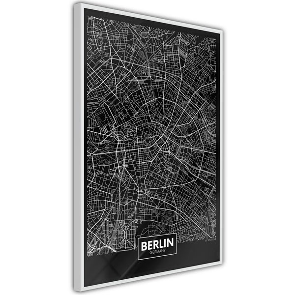 Poster - City Map: Berlin (Dark)  - wit