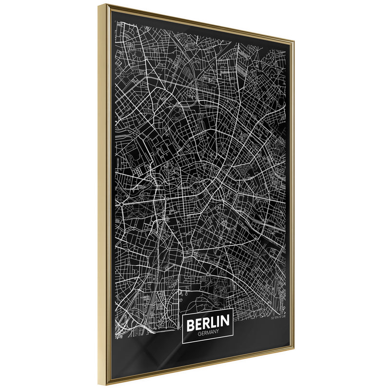 Poster - City Map: Berlin (Dark)  - goud