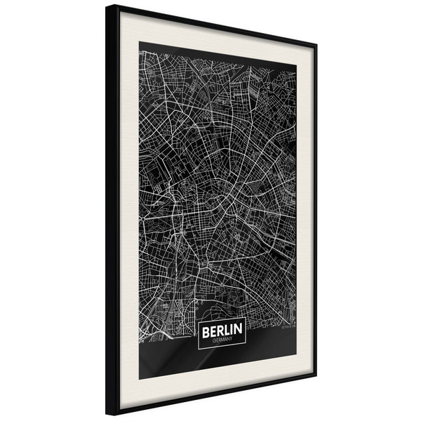 Poster - City Map: Berlin (Dark)  - zwart passepartout