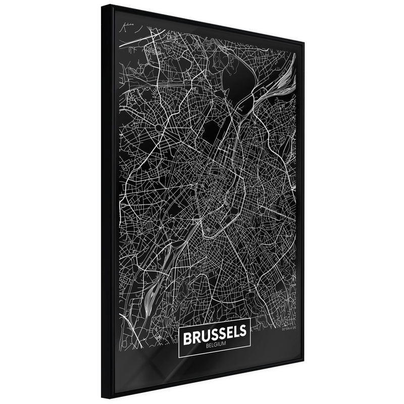 Poster - City Map: Brussels (Dark)  - zwart