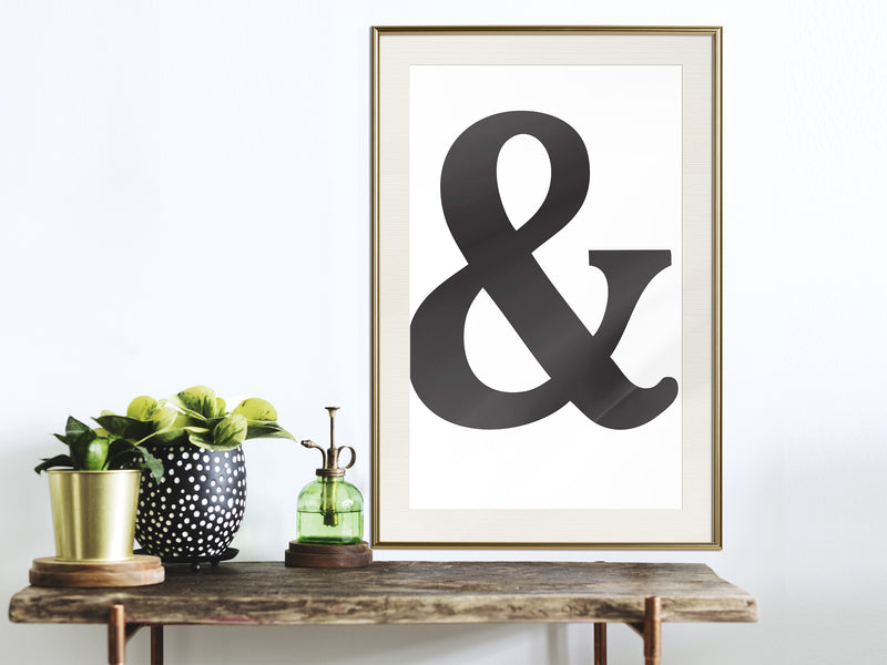 Poster - Ampersand (Black)  - goud passepartout