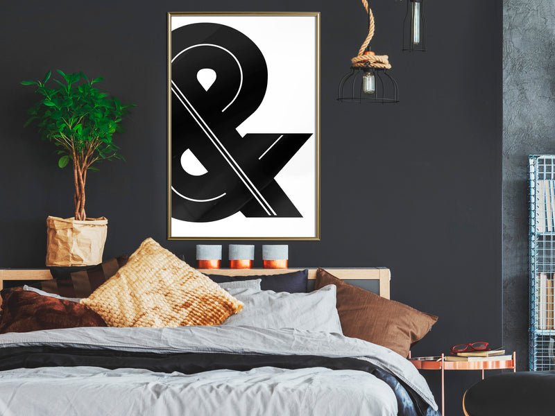 Poster - Ampersand (Black and White)  - goud